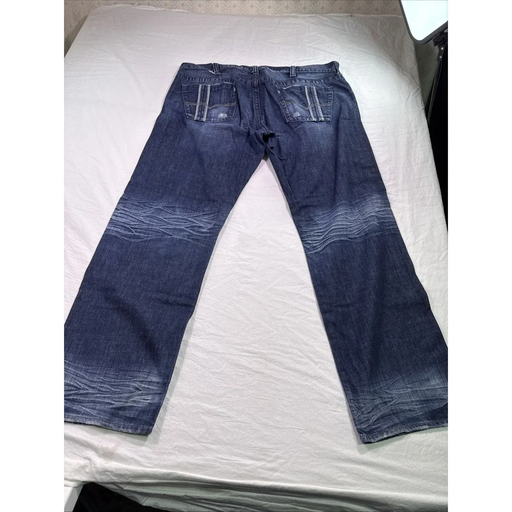 Guess Jeans Rebel  Straight Men 42 Y2K DARK Wash HEAVY WHISKERING